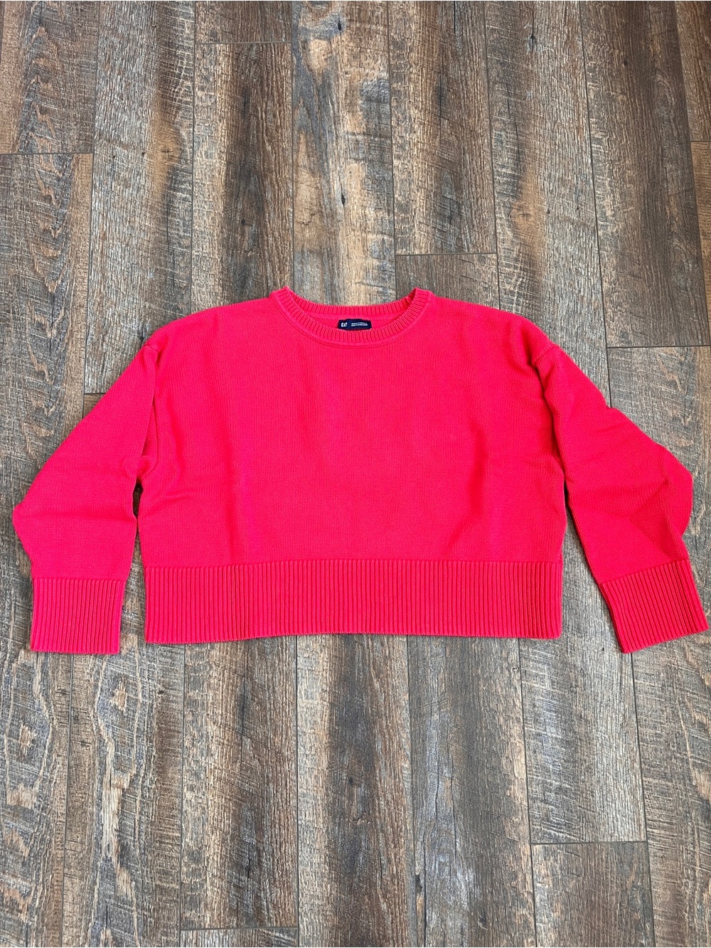 Women's Bright Red Cropped Crewneck Sweater